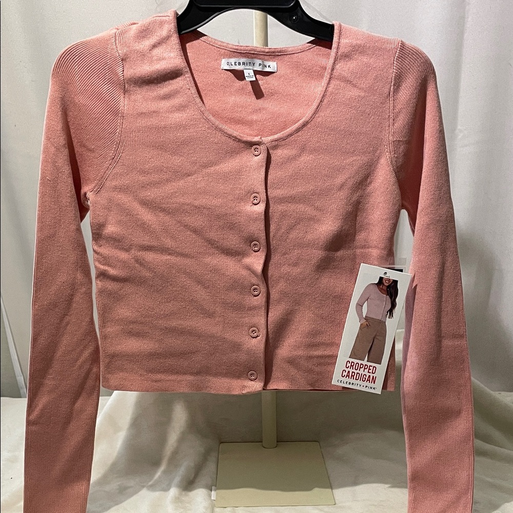 NEW Celebrity Pink Misty Rose Cropped Cardigan